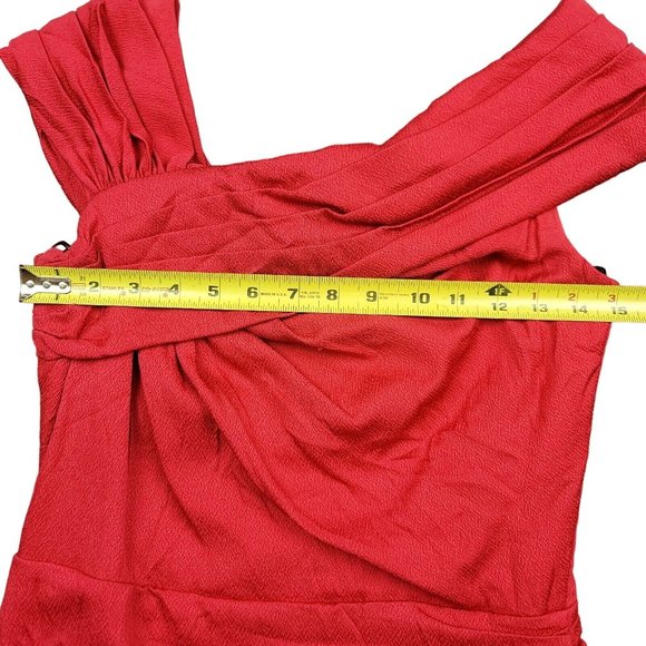 Tadashi Shoji Womens 8 Cocktail Dress Fuchsia‎ One Asemetrical Neckline Gathered - Picture 7 of 7